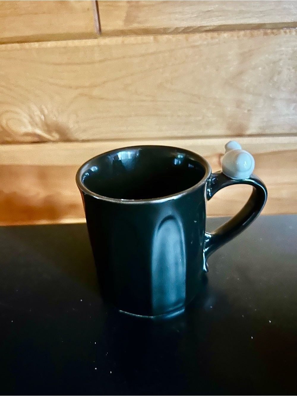TAG Ceramic Black Coffee Mug with Bird Accent